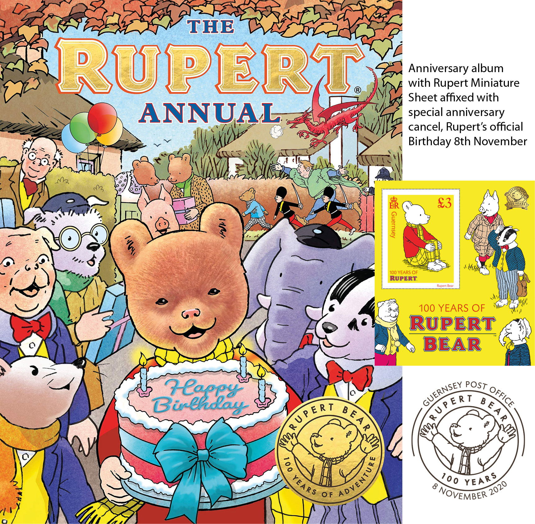 Rupert 100th Anniversary Annual with Miniature Sheet